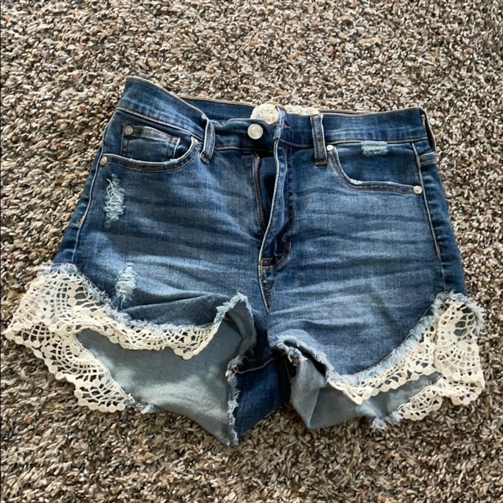 Embroidered jean shorts